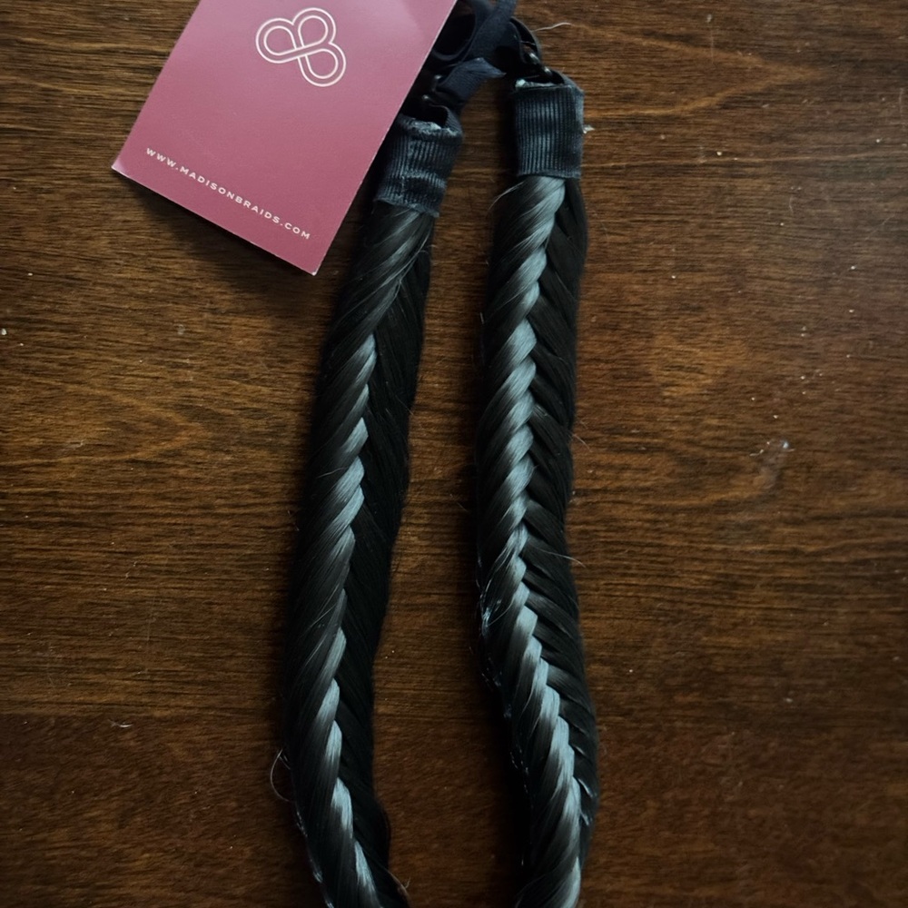 Elegant Black and Gray Braided Hairband